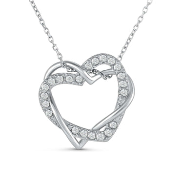 Hearts with Austrian Crystals - Silver Necklace Women - Women’s Necklace Necklace Brother & Sisters